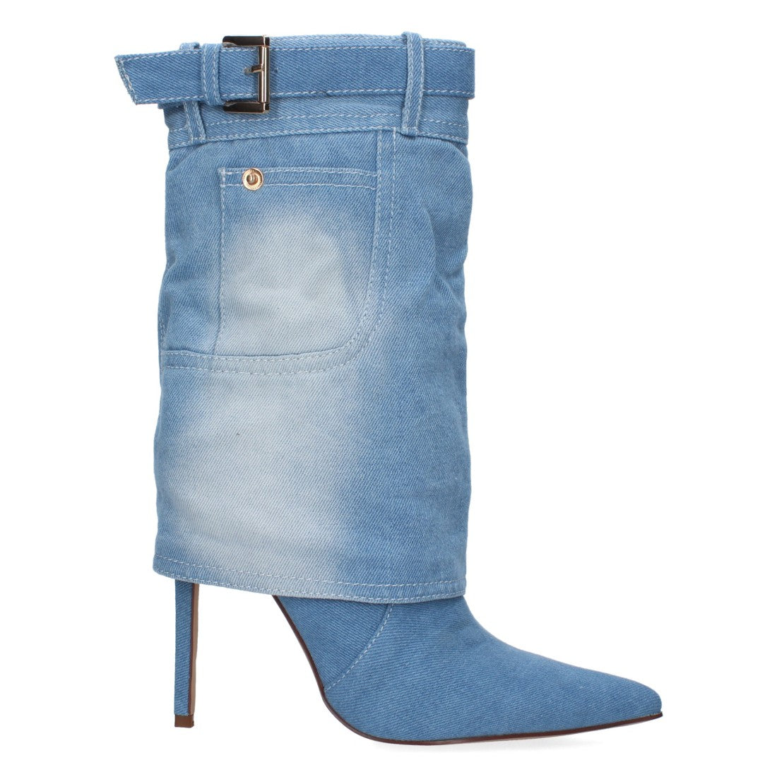 Vimice Bota de tacón de mujer en azul vaquero – punta fina y cremallera