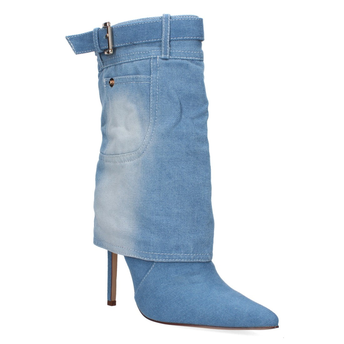 Vimice Bota de tacón de mujer en azul vaquero – punta fina y cremallera