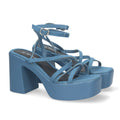 Vimice Sandalia de plataforma con tiras entrelazadas para mujer en azul jeans