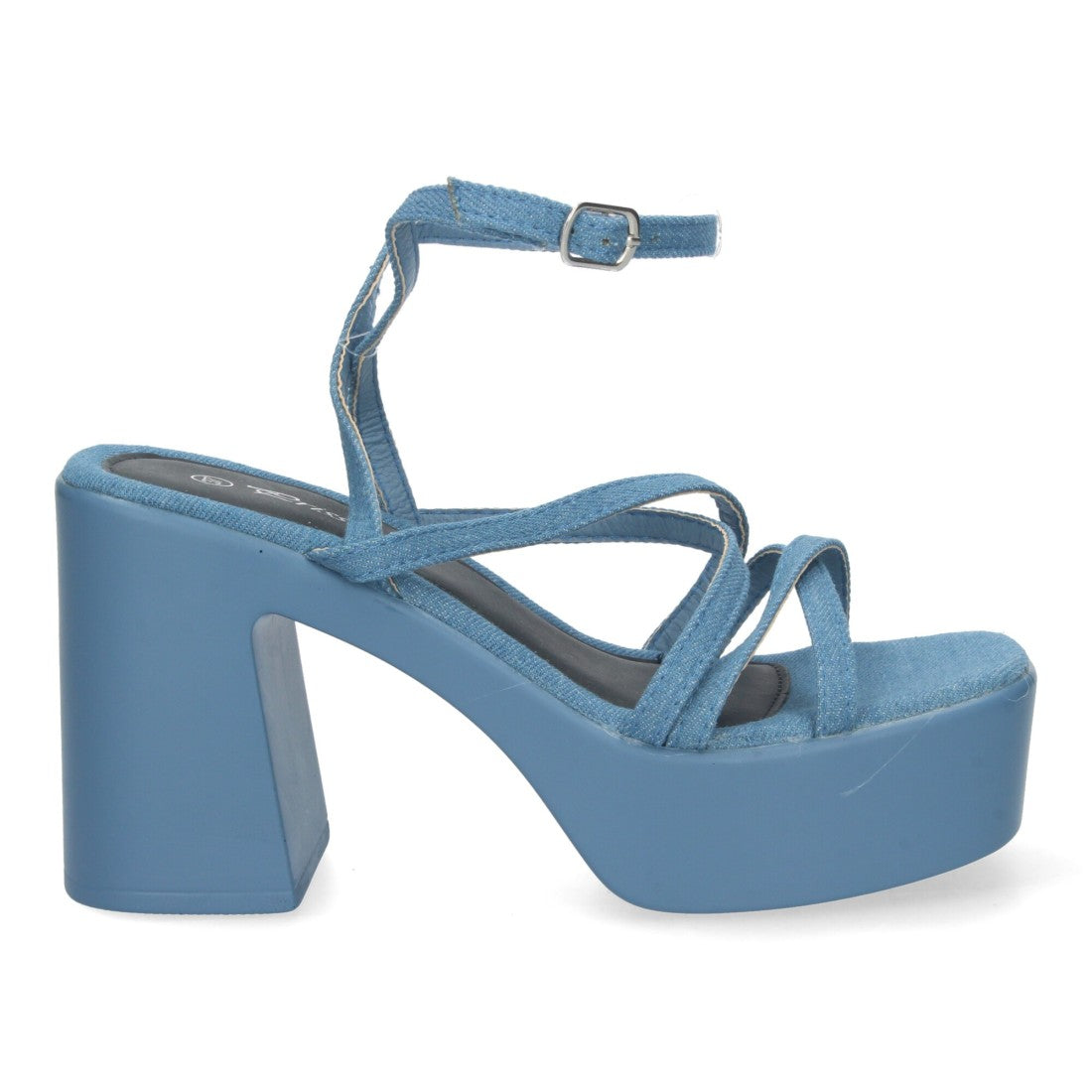 Vimice Sandalia de plataforma con tiras entrelazadas para mujer en azul jeans