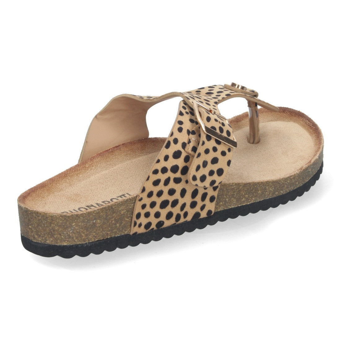 Vimice Sandalia plana bio de mujer leopardo – estilo esclava con hebilla