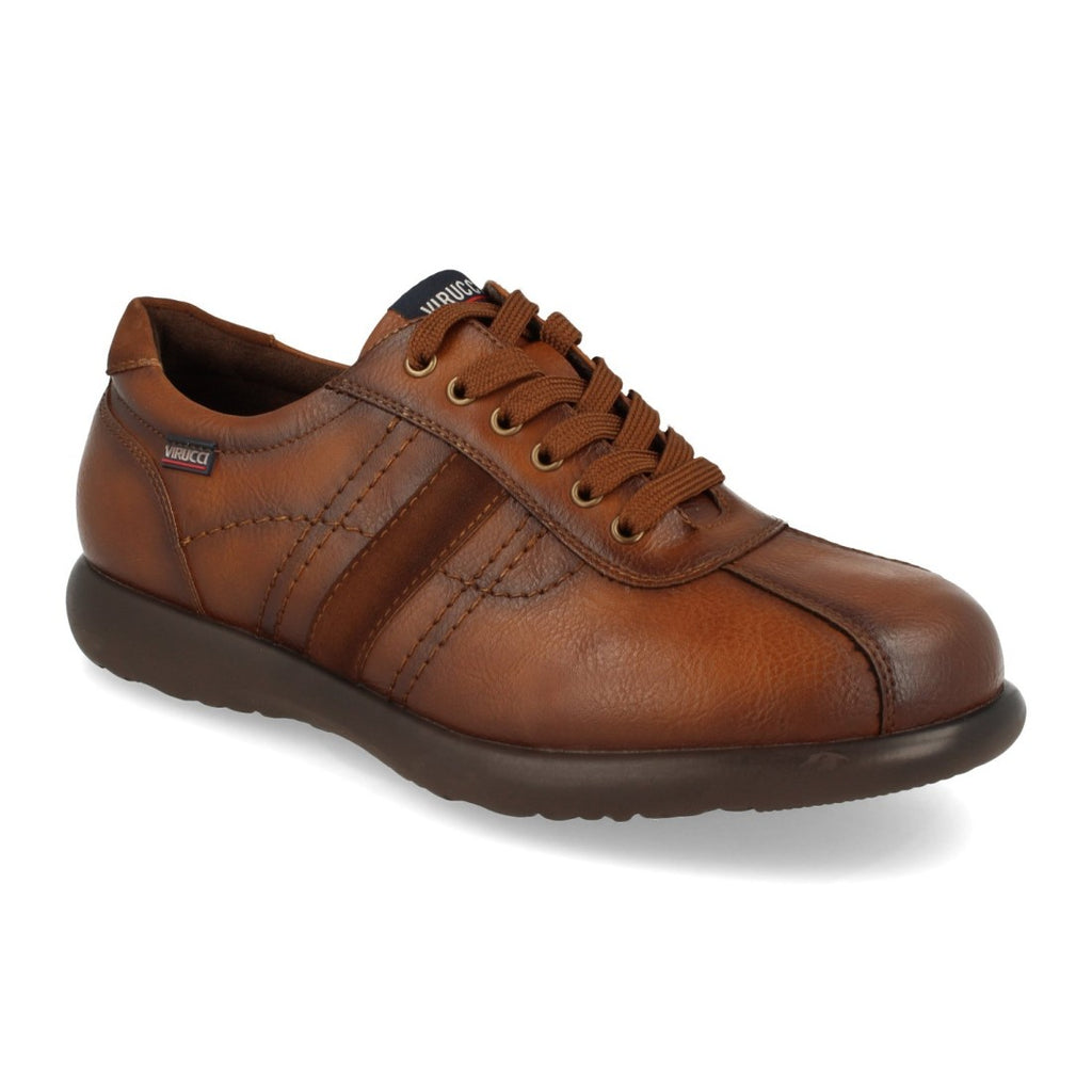 Vimice Zapato de hombre en camel – franja lateral y cordones