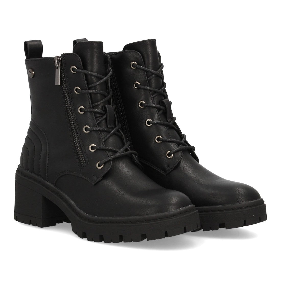 Vimice Botín militar de mujer en negro – cordones y cremallera lateral