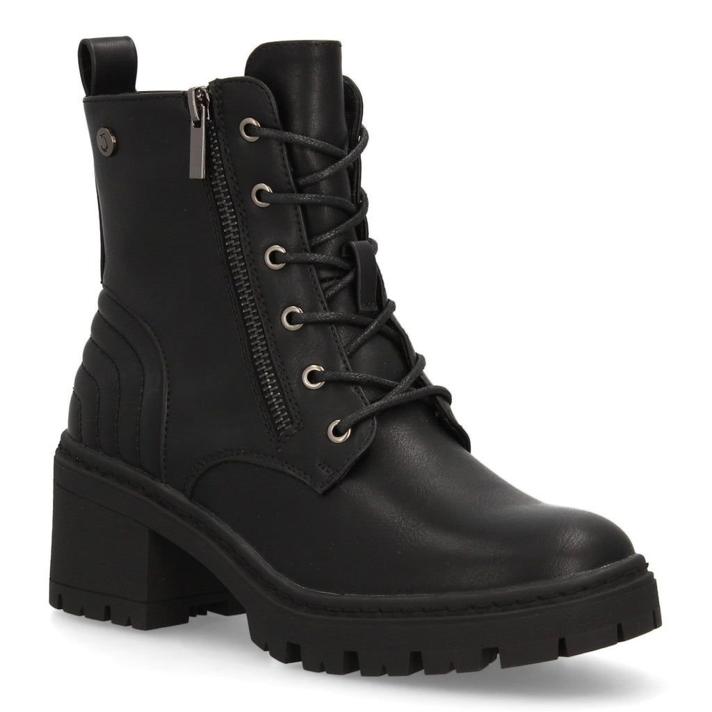 Vimice Botín militar de mujer en negro – cordones y cremallera lateral