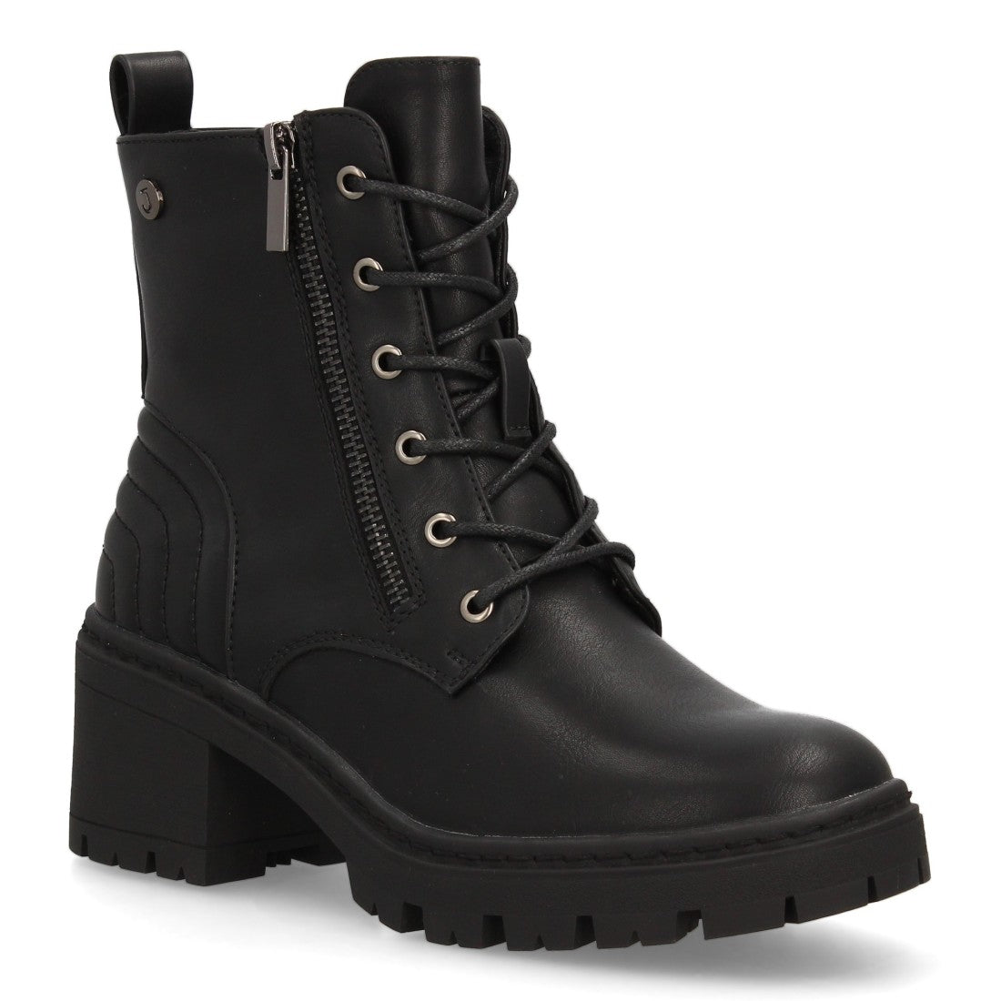 Vimice Botín militar de mujer en negro – cordones y cremallera lateral