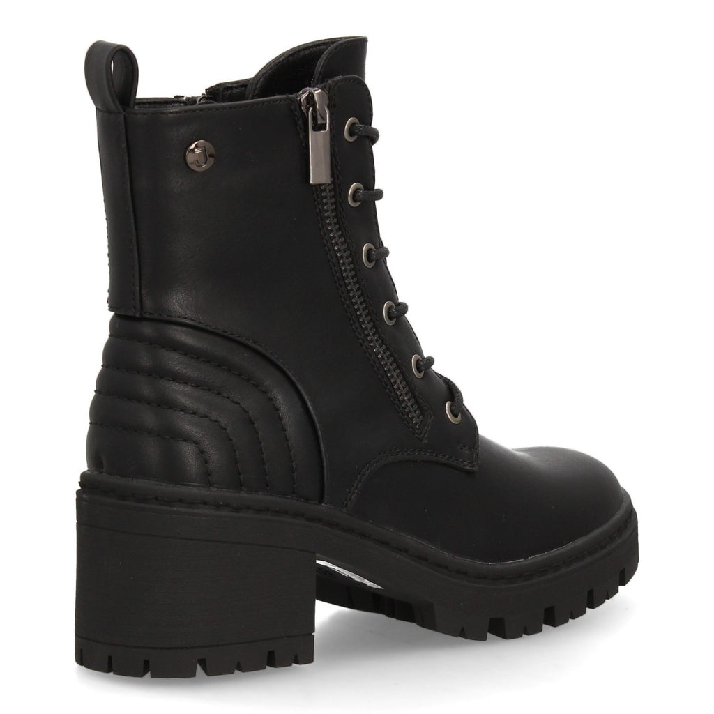 Vimice Botín militar de mujer en negro – cordones y cremallera lateral