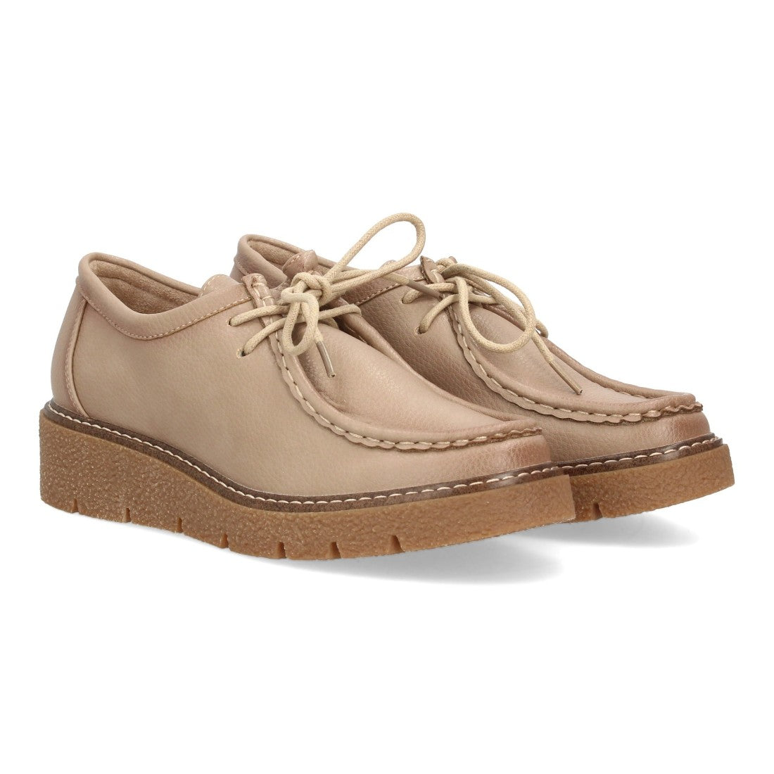 Vimice Mocasín con cuña de mujer en beige – cerrado y suela gruesa