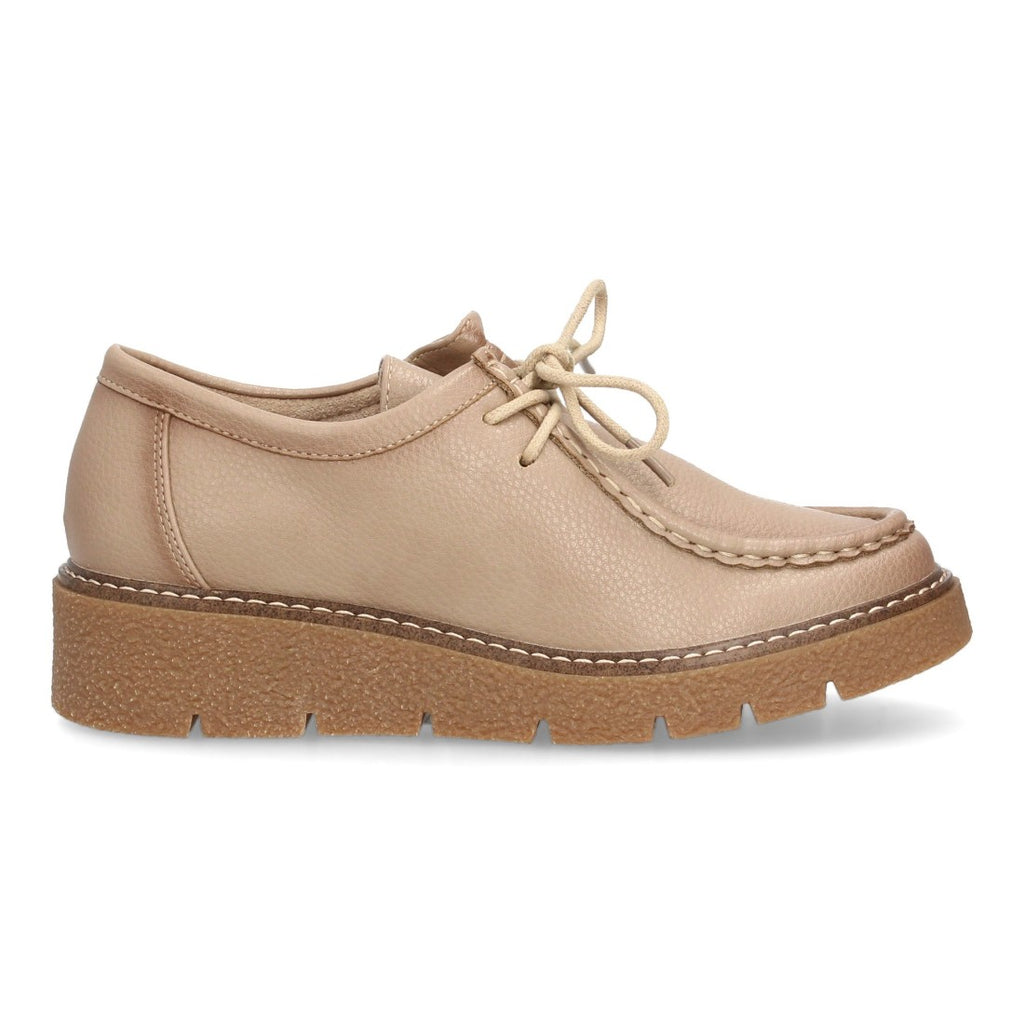 Vimice Mocasín con cuña de mujer en beige – cerrado y suela gruesa