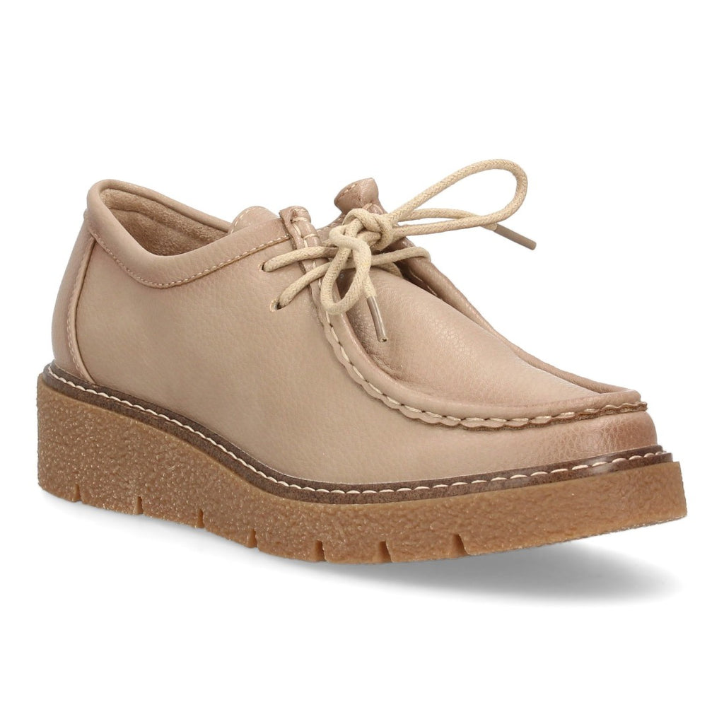 Vimice Mocasín con cuña de mujer en beige – cerrado y suela gruesa