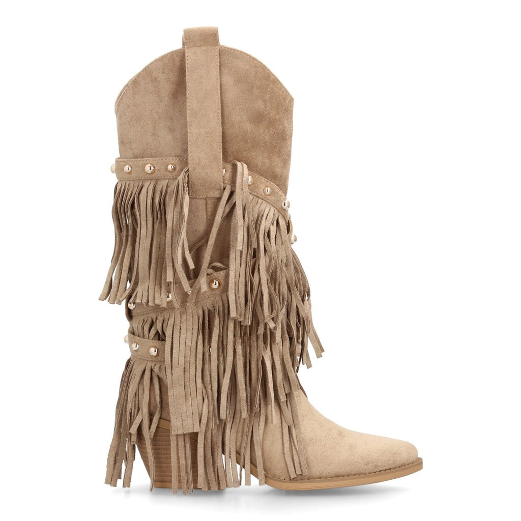 Bota de estilo western con caña alta-Kaki