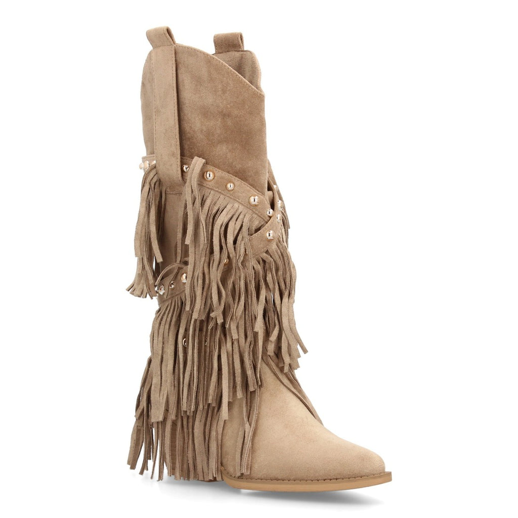 Bota de estilo western con caña alta-Kaki