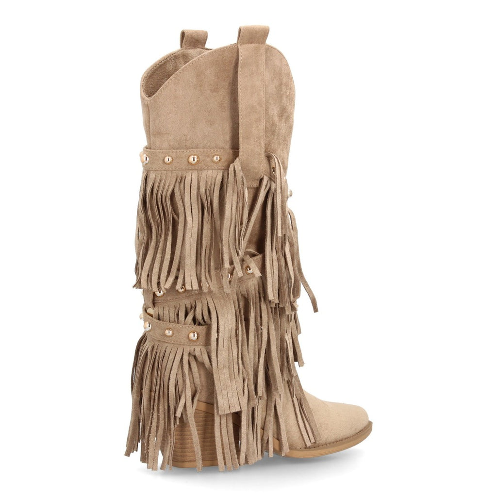 Bota de estilo western con caña alta-Kaki