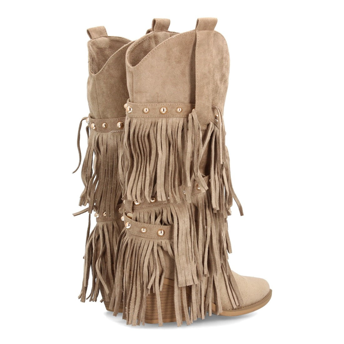 Bota de estilo western con caña alta-Kaki