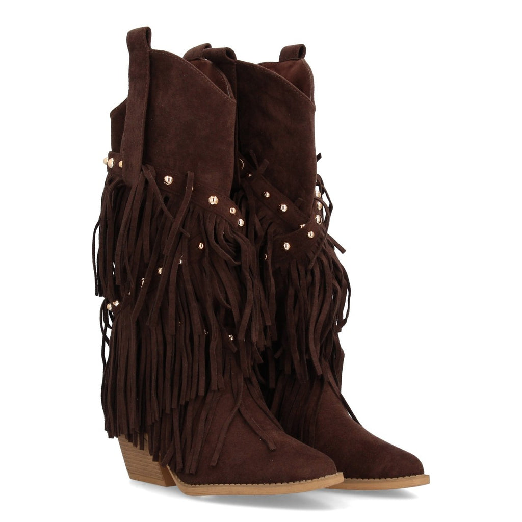 Bota de estilo western con caña alta-Marron