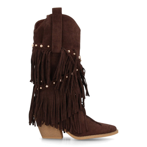 Bota de estilo western con caña alta-Marron