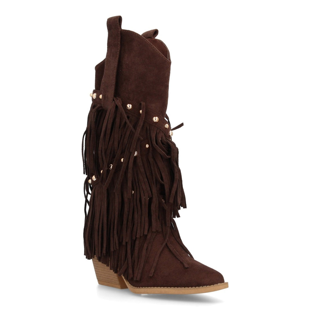 Bota de estilo western con caña alta-Marron