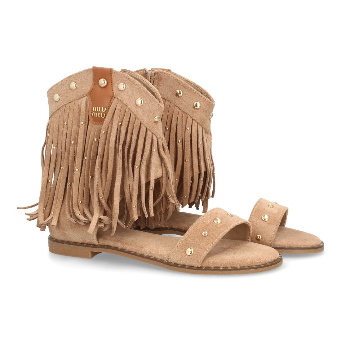 Sandalias planas boho western-616-Kaki