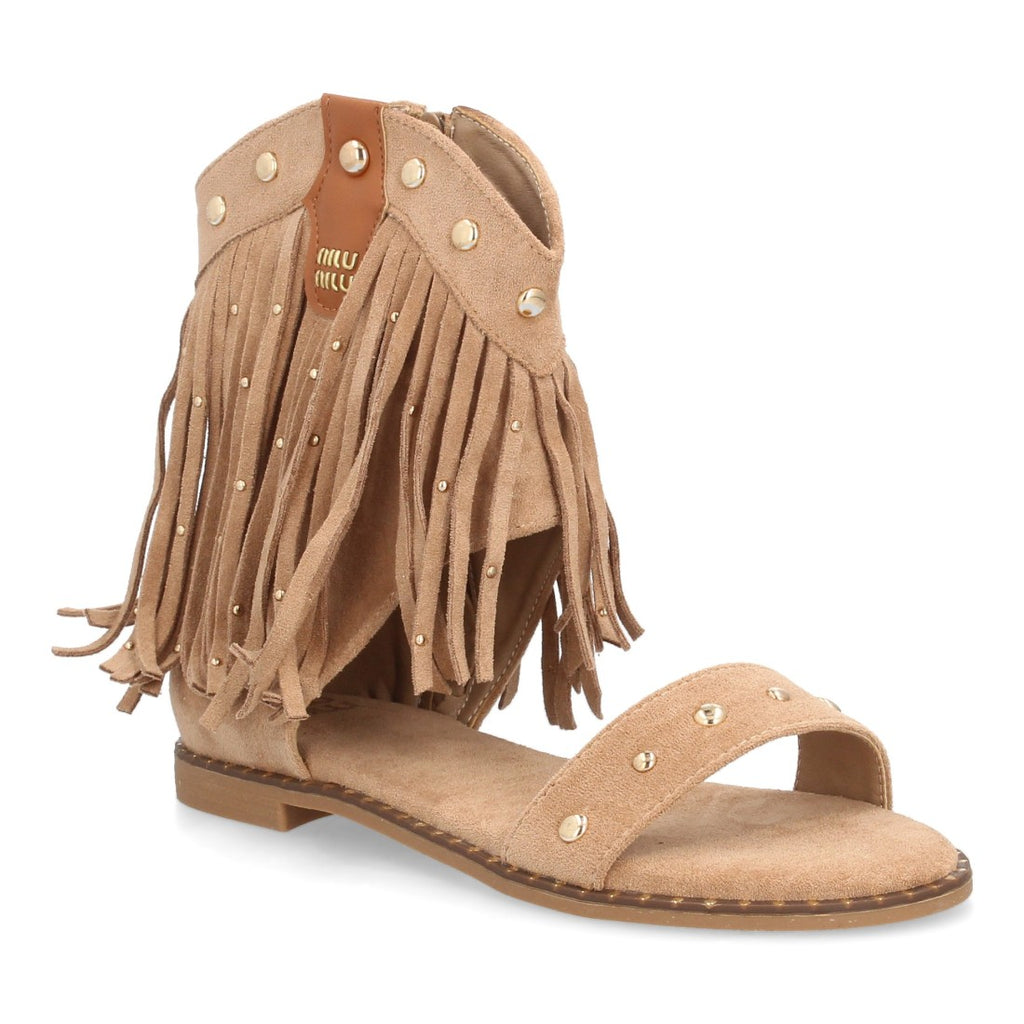 Sandalias planas boho western-616-Kaki