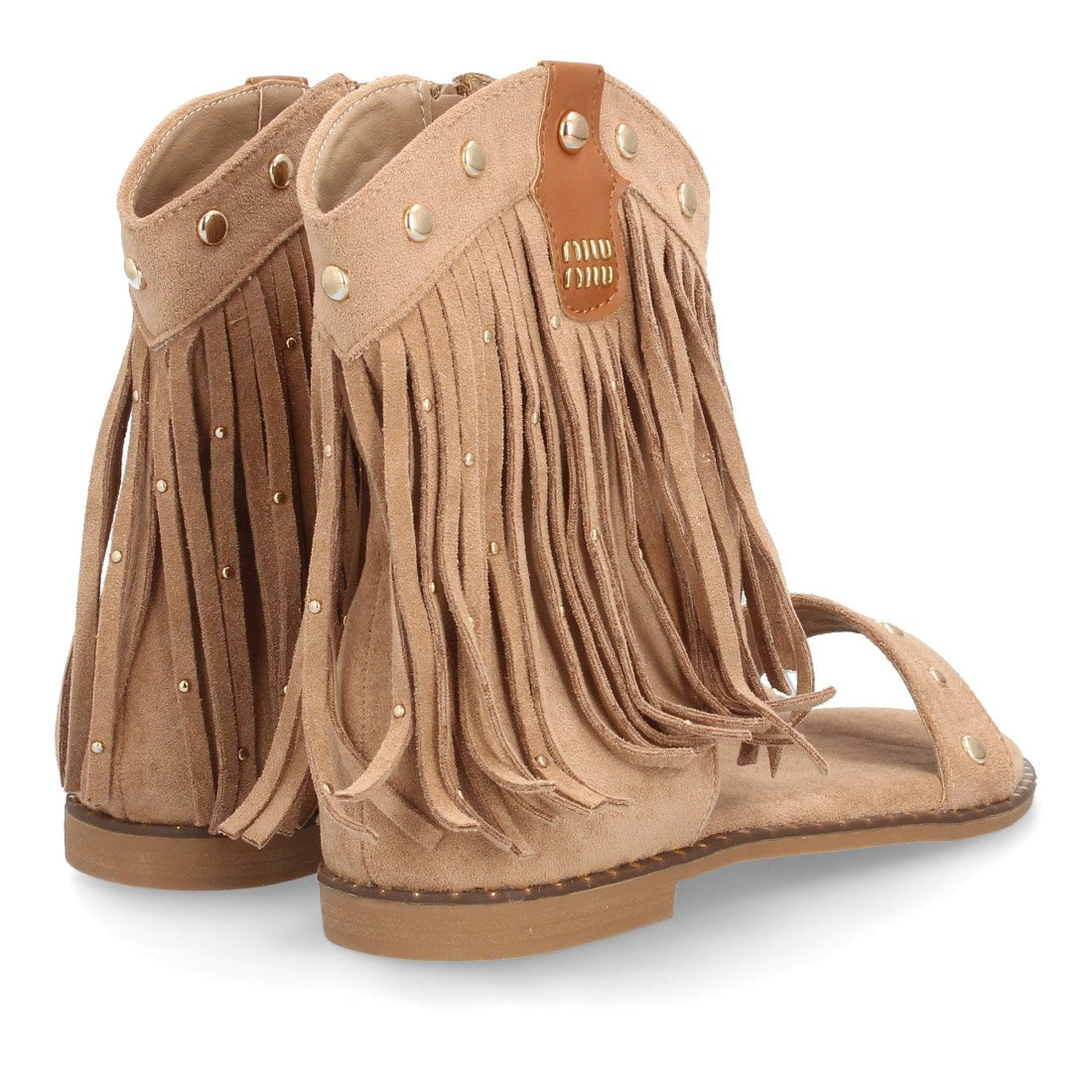 Sandalias planas boho western-616-Kaki