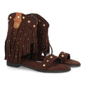 Sandalias planas boho western-616-Marron