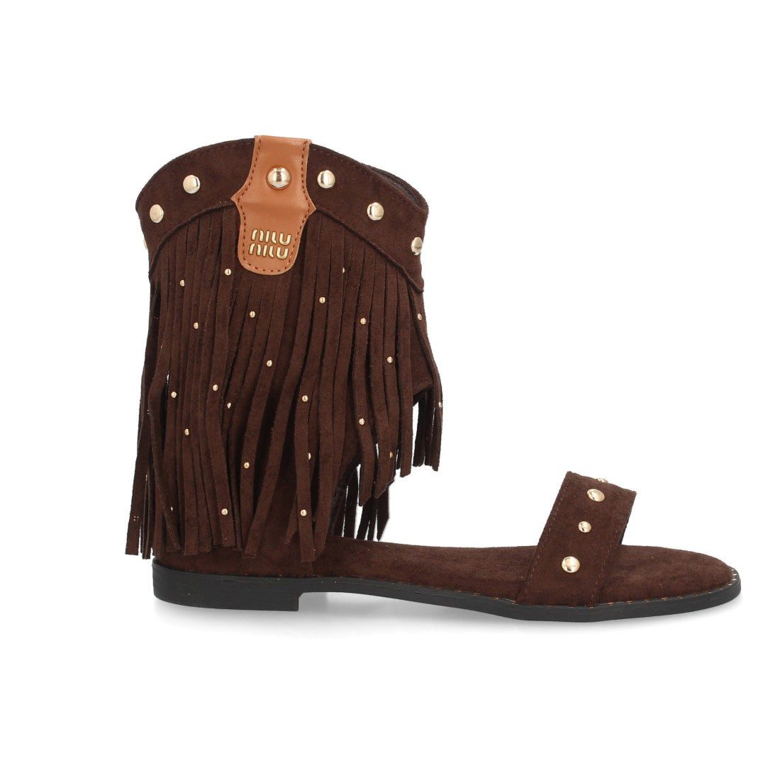 Sandalias planas boho western-616-Marron