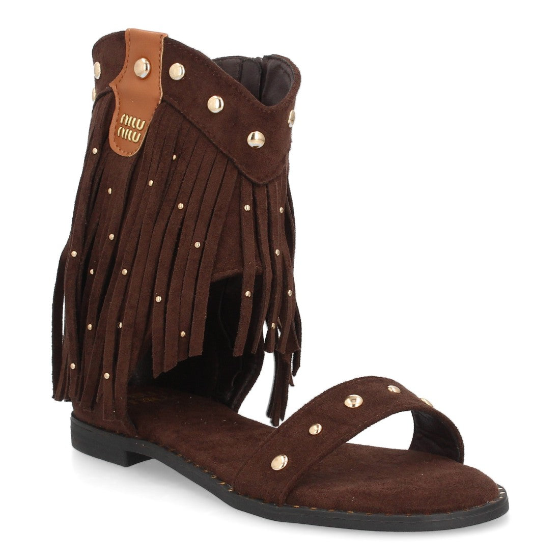 Sandalias planas boho western-616-Marron
