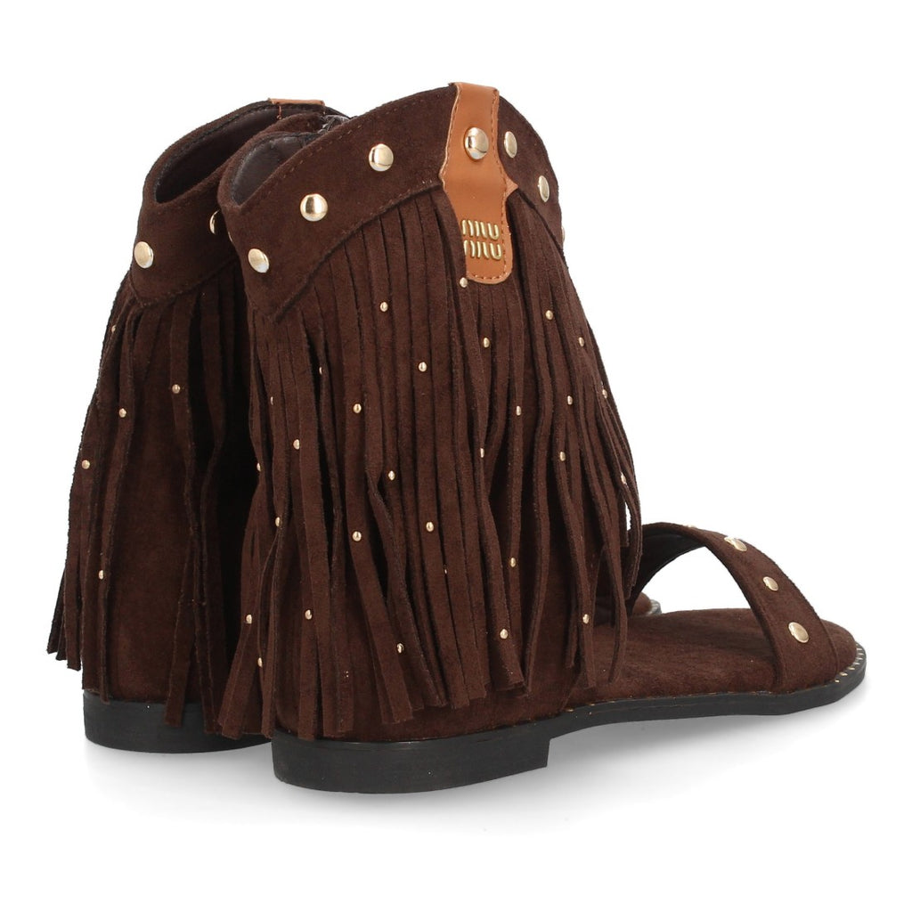 Sandalias planas boho western-616-Marron