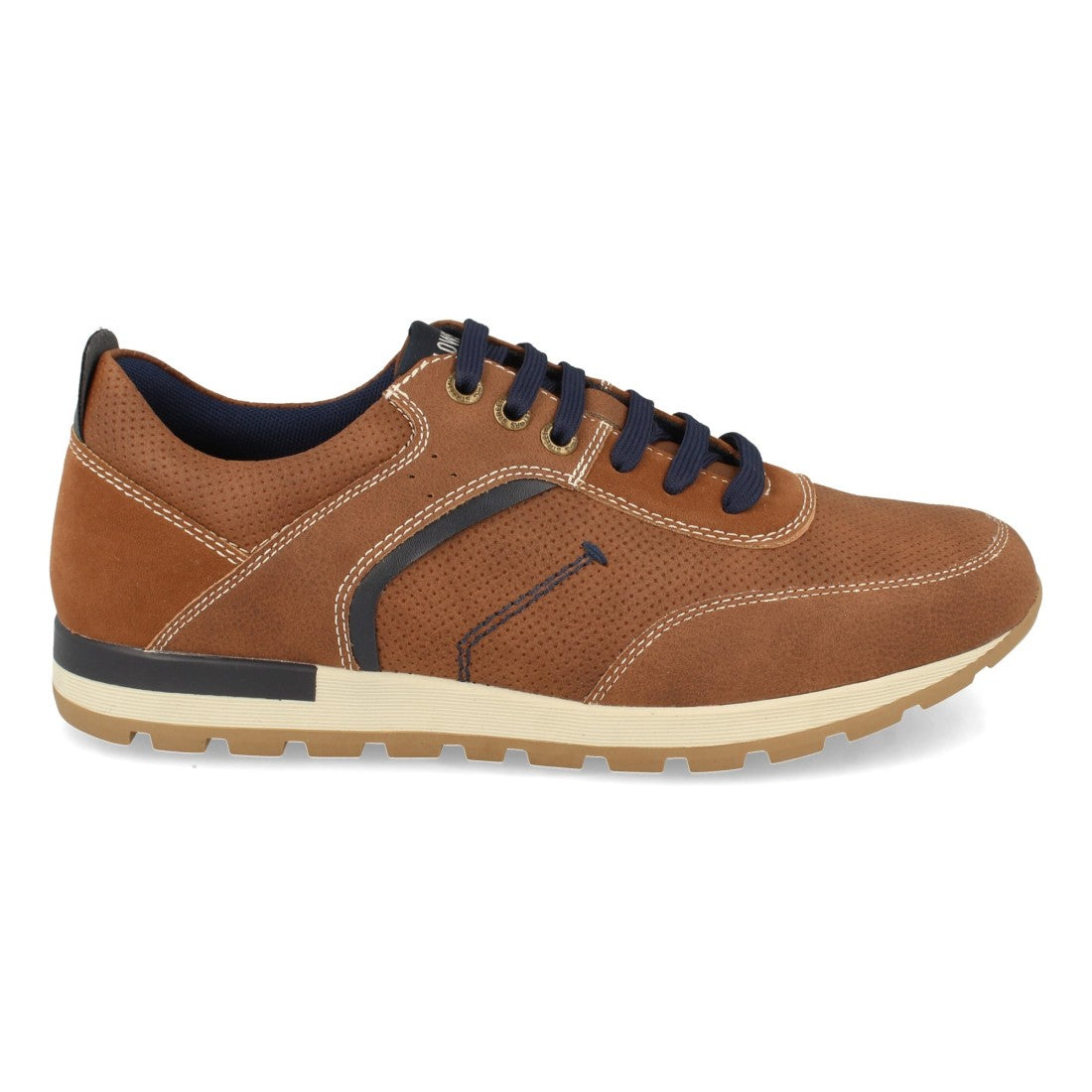 Vimice Zapato plano de hombre en camel – perforado con cordones elásticos