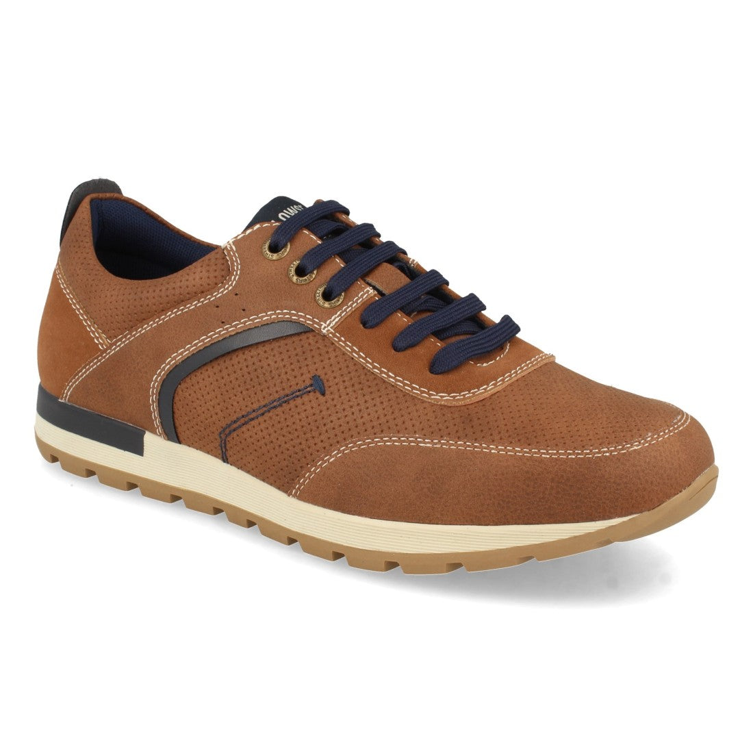 Vimice Zapato plano de hombre en camel – perforado con cordones elásticos