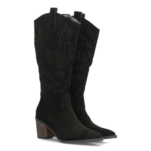Botas Cowboy Efecto Ante Negro · YG707
