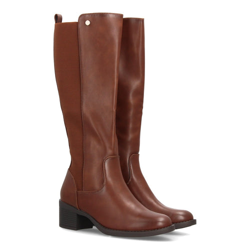 Botas Efecto Ante con Tacón Camel · SS-2606