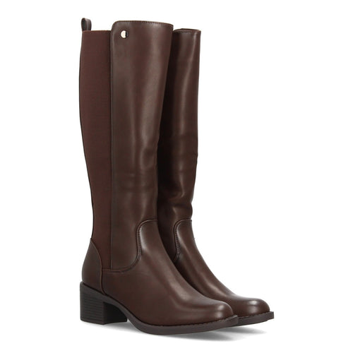 Botas Efecto Ante con Tacón Marrón · SS-2606