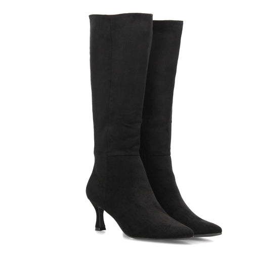 Botas Efecto Ante con Tacón Negro · FZ552