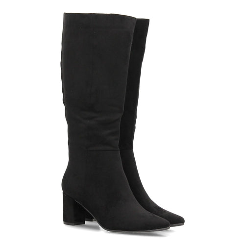 Botas Efecto Ante con Tacón Negro · FZ555