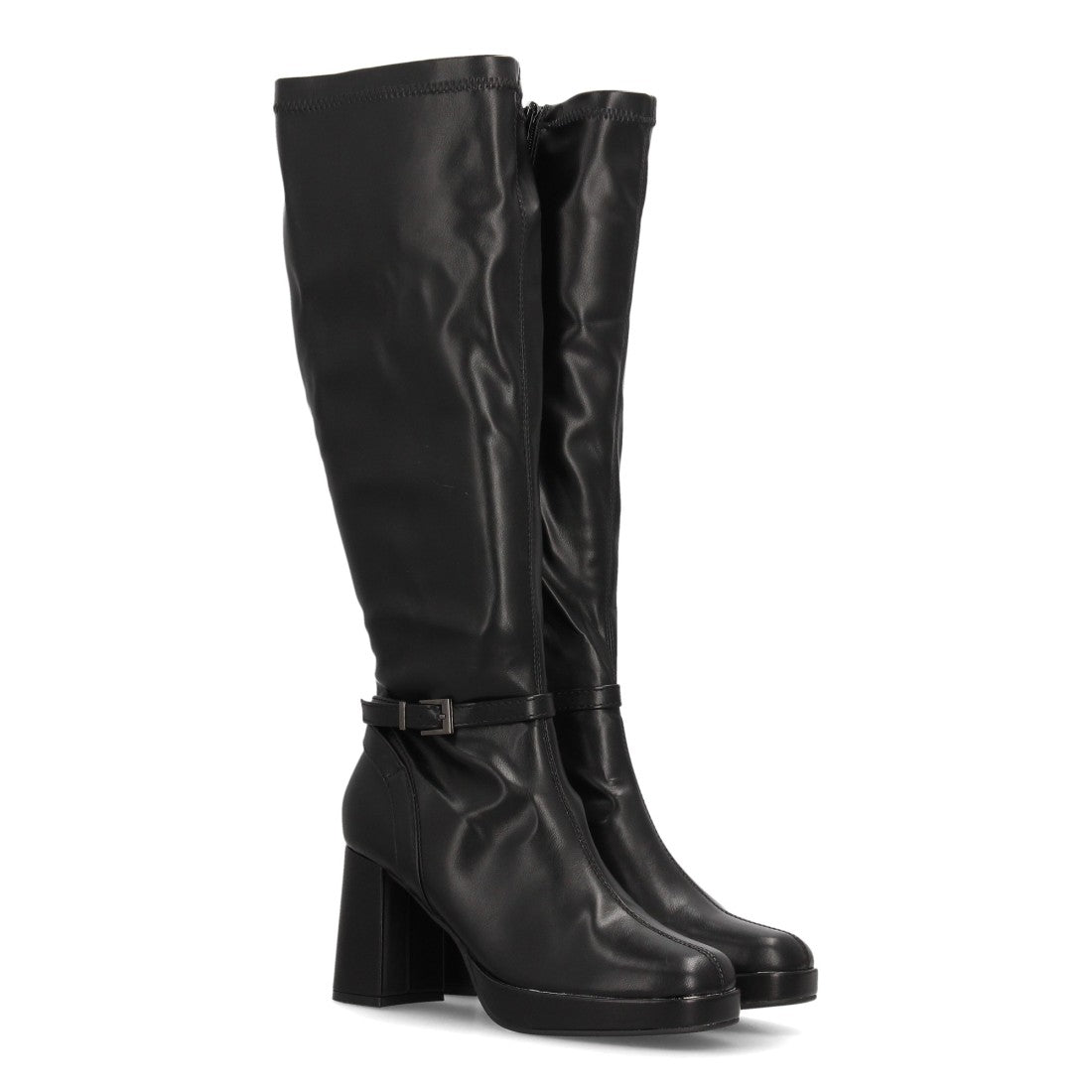 Botas con Plataforma Efecto Ante Negro · 2560