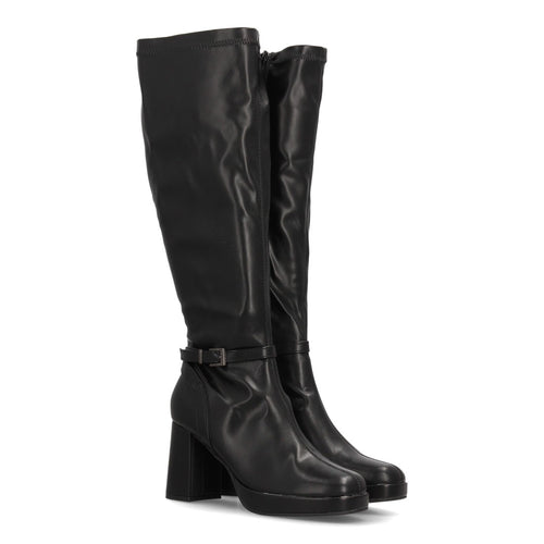 Botas con Plataforma Efecto Ante Negro · 2560