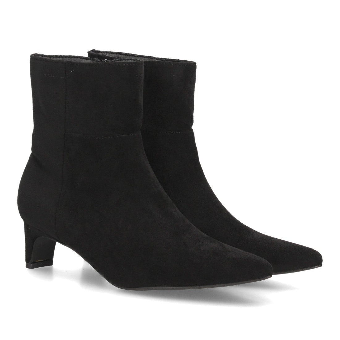 Botines Efecto Ante con Tacón Negro · XQ1010