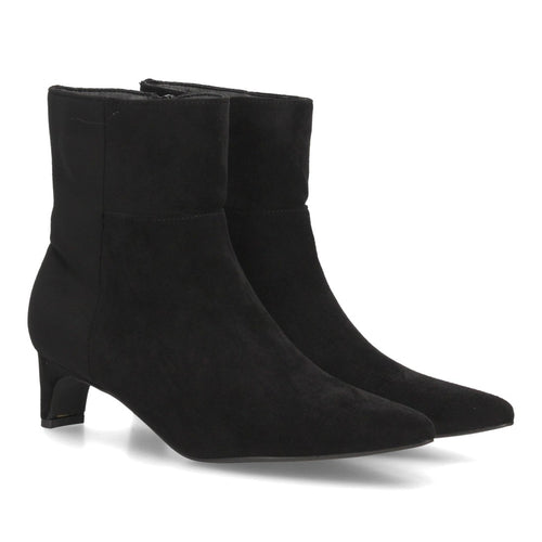 Botines Efecto Ante con Tacón Negro · XQ1010