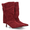 Botas Efecto Ante con Tachuelas Burdeos · AW-6153