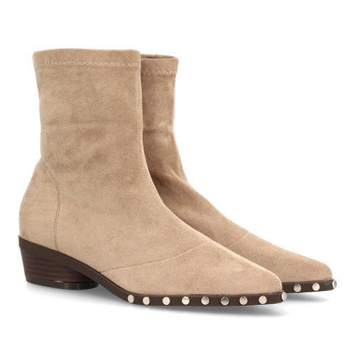 Botines con Tachuelas con Tacón Beige · DB-6166