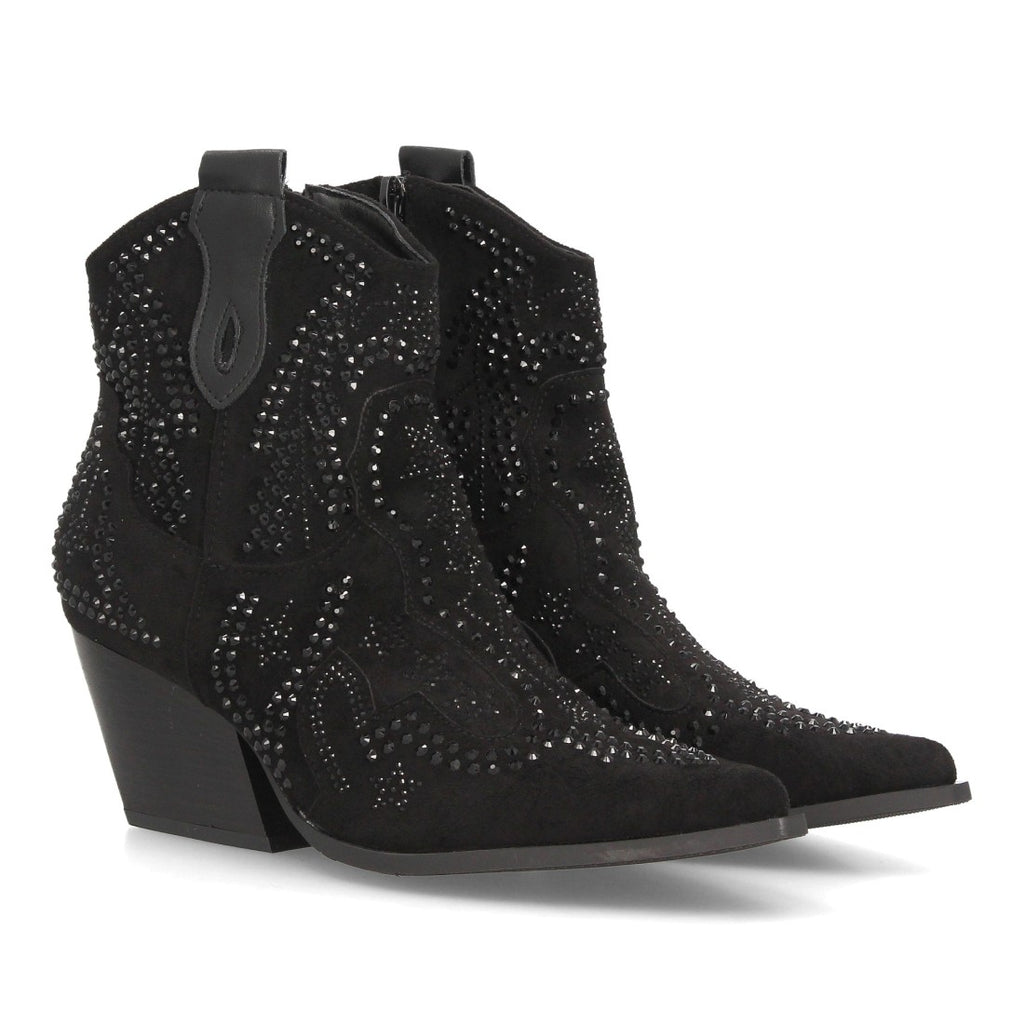 Botines Cowboy Efecto Ante Negro · 9676A