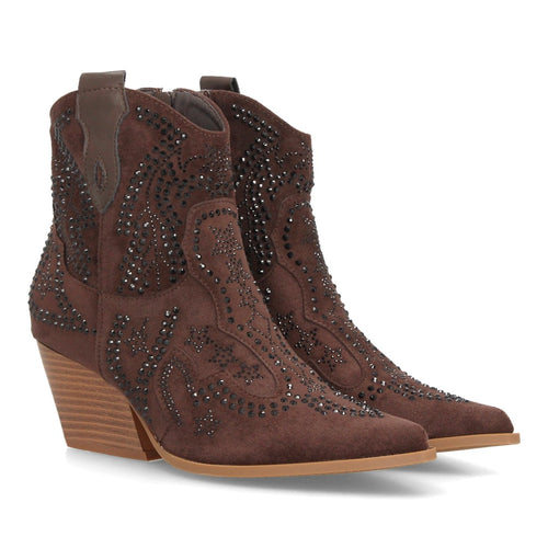Botines Cowboy Efecto Ante Marrón · 9676A