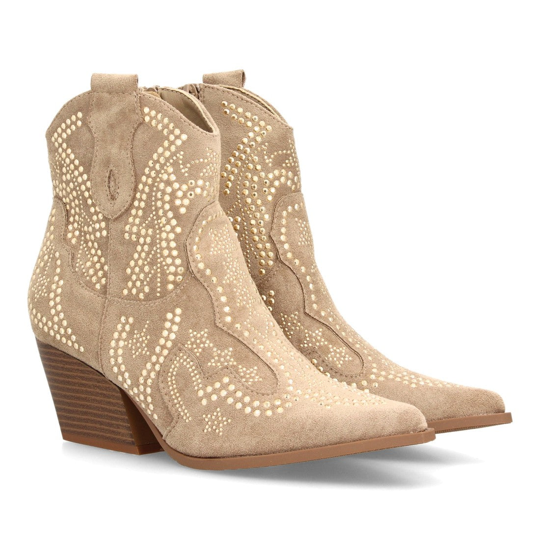 Botines Cowboy Efecto Ante Caqui · 9676A