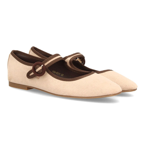 Bailarinas Merceditas con Hebilla Beige · VR6-3511