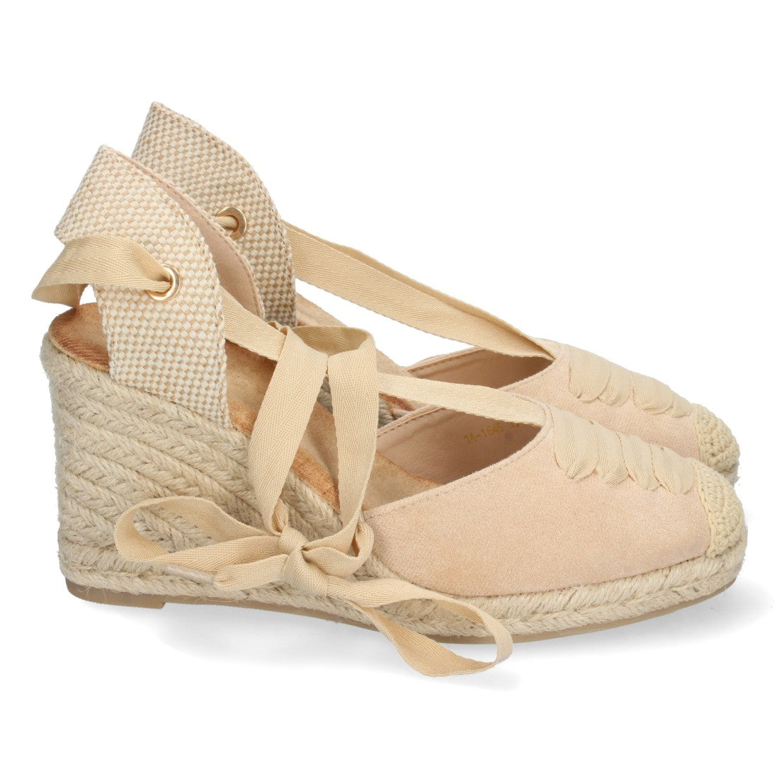 Sandalia de Cuña de Yute con Cordones – Beige