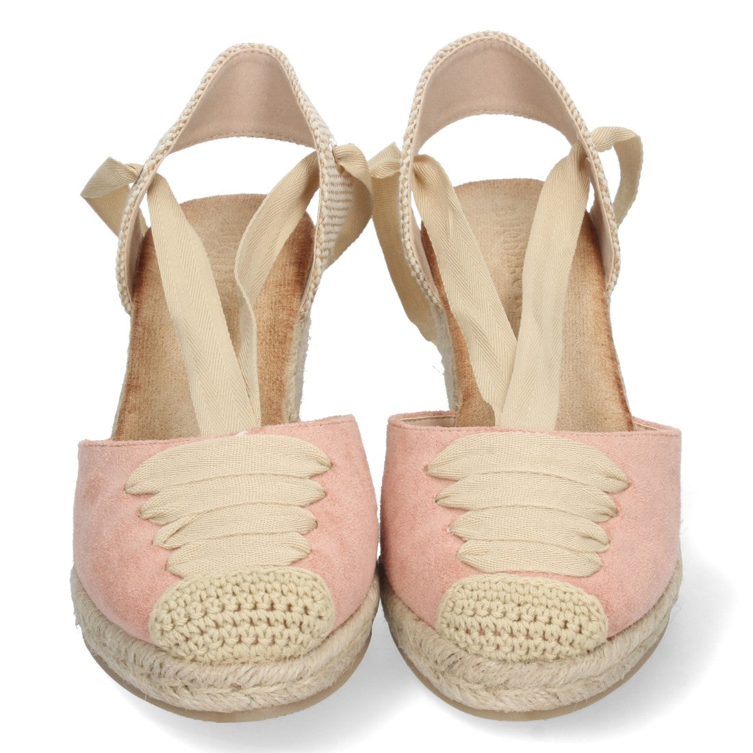 Sandalia de Cuña de Yute con Cordones – Rosa