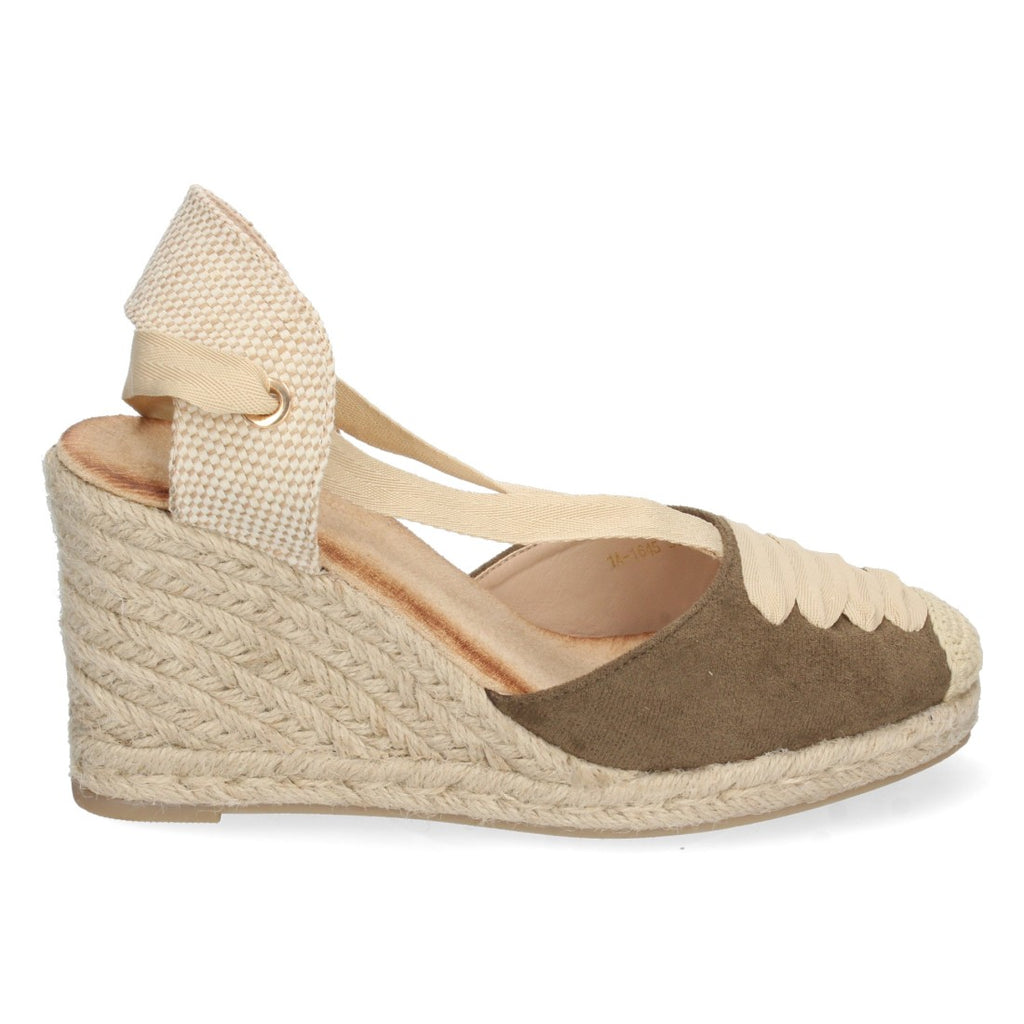 Sandalia de Cuña de Yute con Cordones – Verde