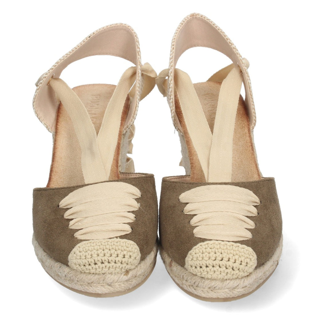 Sandalia de Cuña de Yute con Cordones – Verde