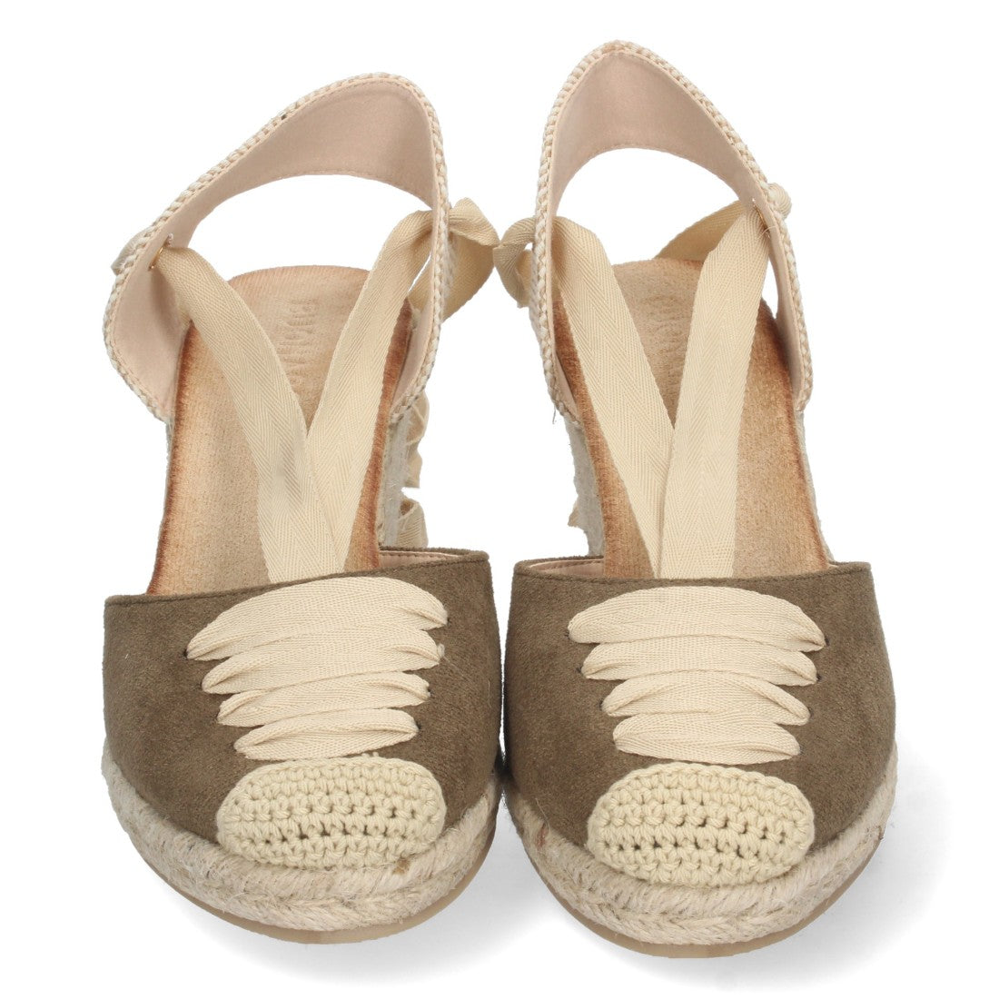 Sandalia de Cuña de Yute con Cordones – Verde