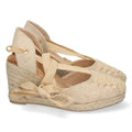 Sandalia de Cuña de Yute con Cordones – Apricot